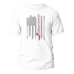 Fishing Rod American Flag Unisex T-Shirt